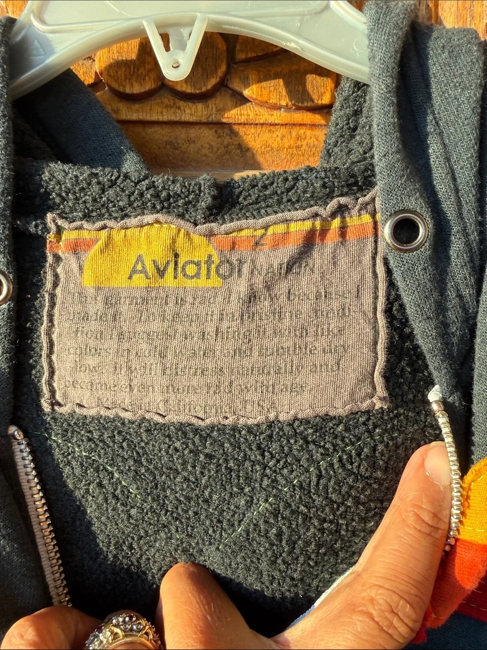Aviator Nation Kids Black Zip Hoodie with Rainbow Heart Patch Size 2 - Picture 2 of 5